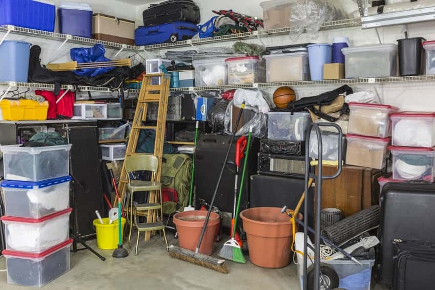 cluttered garage storage