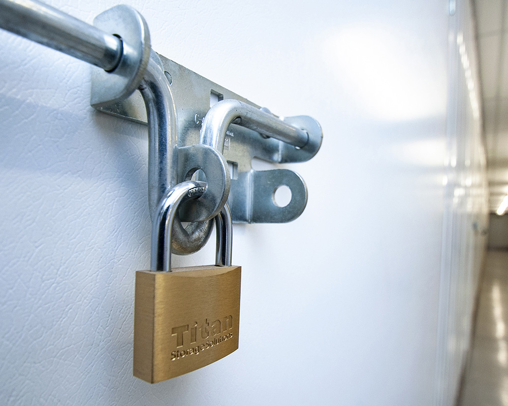 self storage padlock on storage unit